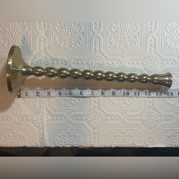 Set of 3 Vintage Knobbed Circle Brass Candlestick Holders - Picture 5 of 6